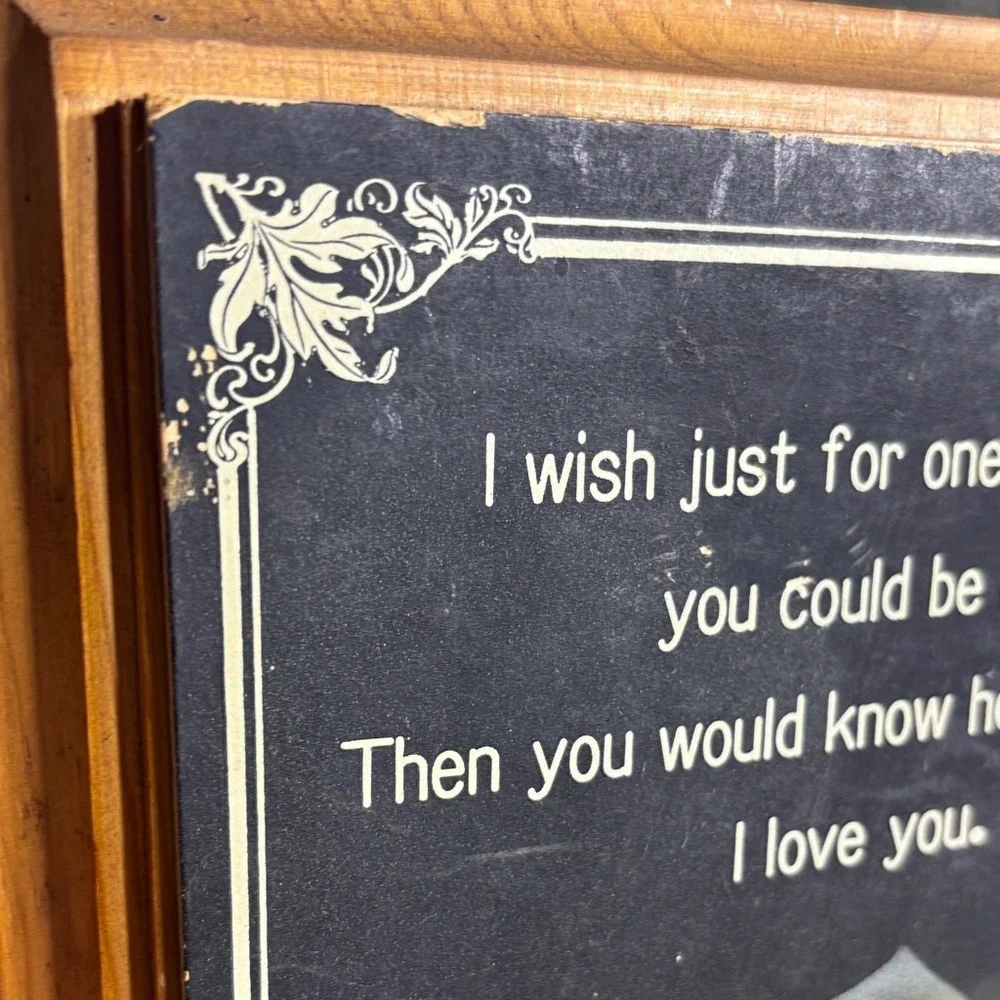 Vintage Meridiar‎ Wood Classic Handpainted Wooden Rose Love Plaque MCM Art 9